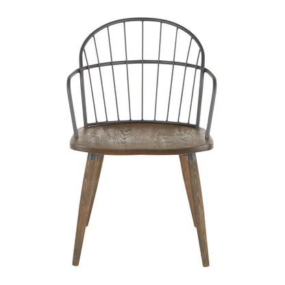 LumiSource Riley Dining Chair | Dark Walnut Wood and Black Metal | Kitchen & Dining Room Seating | 20 x 22 x 30 in | Model CH-RILEYBNBK