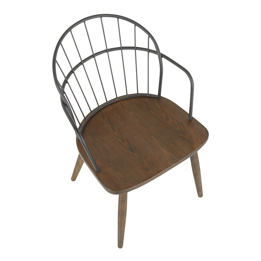 LumiSource Riley Dining Chair | Dark Walnut Wood and Black Metal | Kitchen & Dining Room Seating | 20 x 22 x 30 in | Model CH-RILEYBNBK
