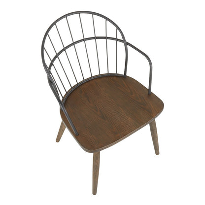 LumiSource Riley Dining Chair | Dark Walnut Wood and Black Metal | Kitchen & Dining Room Seating | 20 x 22 x 30 in | Model CH-RILEYBNBK