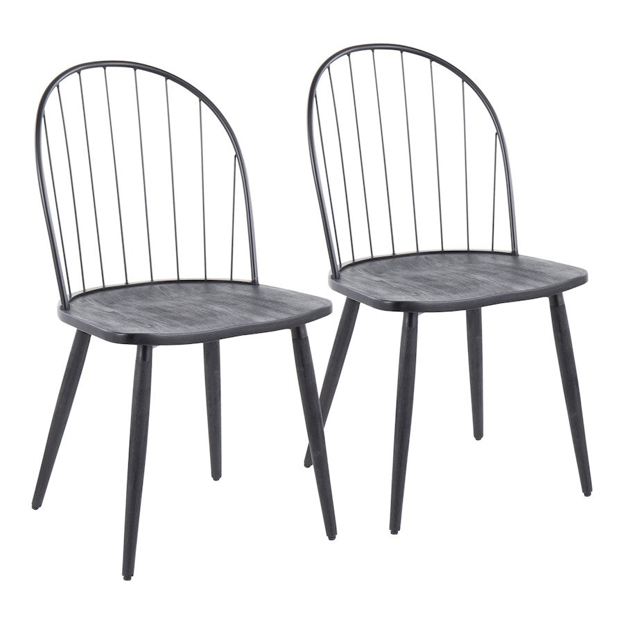 LumiSource Riley High Back Chair Set of 2 | Black Metal and Black Wood | Dining Room & Kitchen Seating | 19 x 21 x 35 in | Model CH-RILEYHBBKBK2