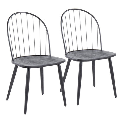 LumiSource Riley High Back Chair Set of 2 | Black Metal and Black Wood | Dining Room & Kitchen Seating | 19 x 21 x 35 in | Model CH-RILEYHBBKBK2