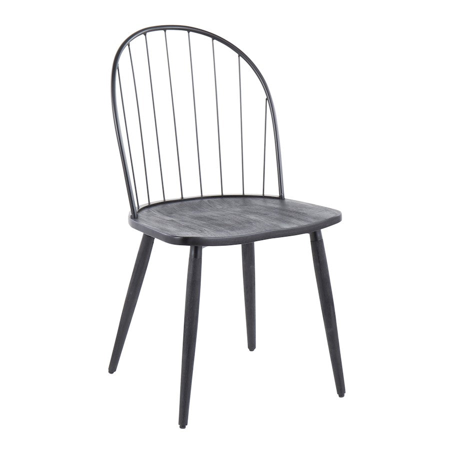 LumiSource Riley High Back Chair Set of 2 | Black Metal and Black Wood | Dining Room & Kitchen Seating | 19 x 21 x 35 in | Model CH-RILEYHBBKBK2