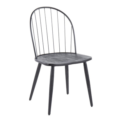 LumiSource Riley High Back Chair Set of 2 | Black Metal and Black Wood | Dining Room & Kitchen Seating | 19 x 21 x 35 in | Model CH-RILEYHBBKBK2