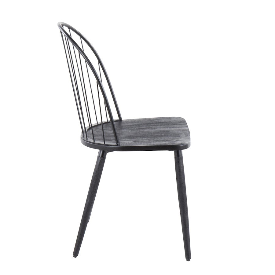 LumiSource Riley High Back Chair Set of 2 | Black Metal and Black Wood | Dining Room & Kitchen Seating | 19 x 21 x 35 in | Model CH-RILEYHBBKBK2