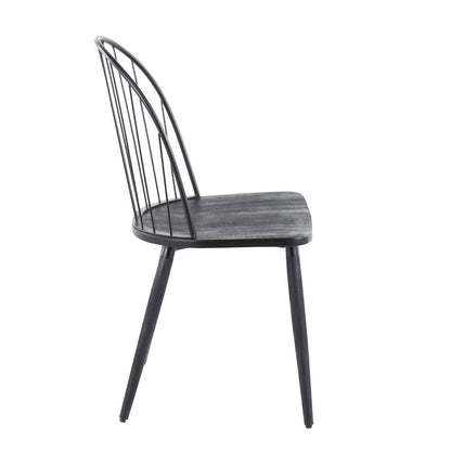 LumiSource Riley High Back Chair Set of 2 | Black Metal and Black Wood | Dining Room & Kitchen Seating | 19 x 21 x 35 in | Model CH-RILEYHBBKBK2