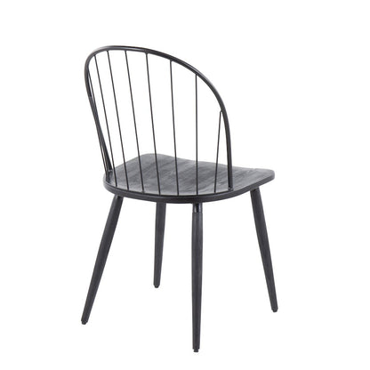LumiSource Riley High Back Chair Set of 2 | Black Metal and Black Wood | Dining Room & Kitchen Seating | 19 x 21 x 35 in | Model CH-RILEYHBBKBK2