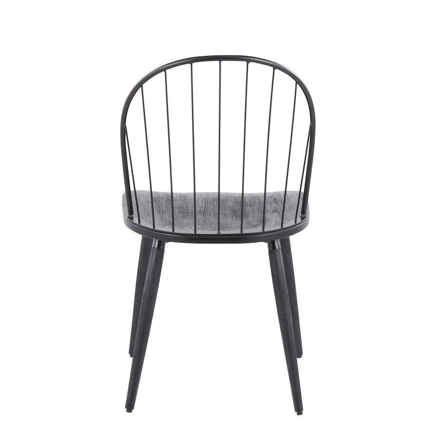 LumiSource Riley High Back Chair Set of 2 | Black Metal and Black Wood | Dining Room & Kitchen Seating | 19 x 21 x 35 in | Model CH-RILEYHBBKBK2