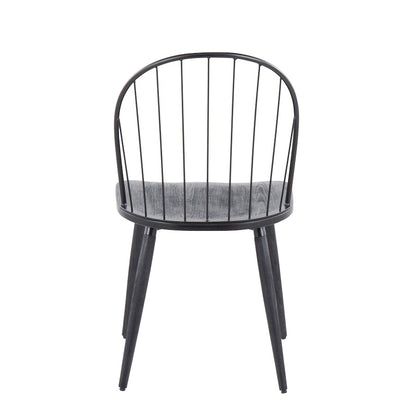 LumiSource Riley High Back Chair Set of 2 | Black Metal and Black Wood | Dining Room & Kitchen Seating | 19 x 21 x 35 in | Model CH-RILEYHBBKBK2