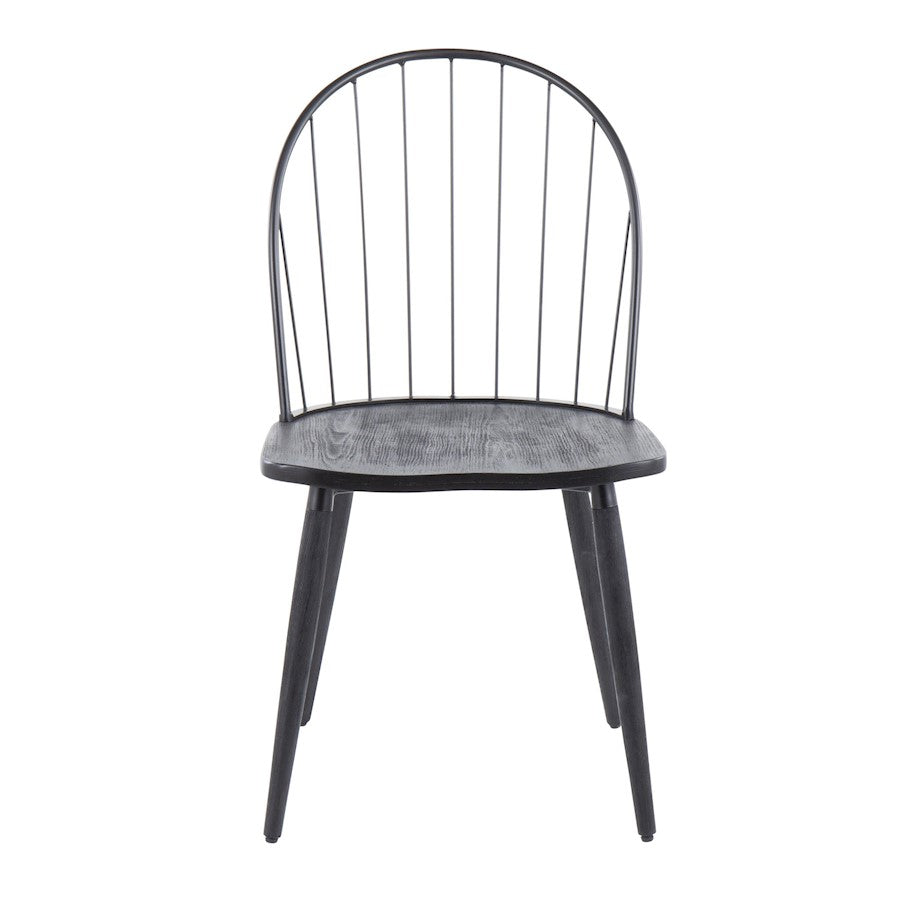 LumiSource Riley High Back Chair Set of 2 | Black Metal and Black Wood | Dining Room & Kitchen Seating | 19 x 21 x 35 in | Model CH-RILEYHBBKBK2