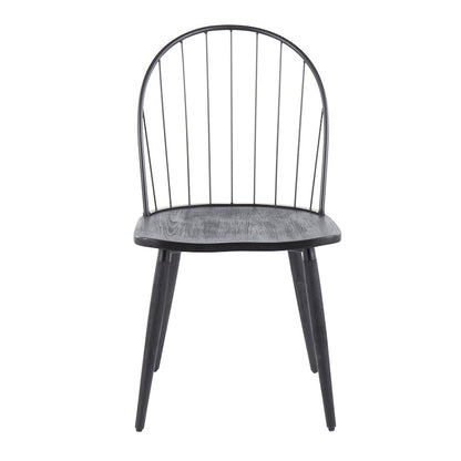 LumiSource Riley High Back Chair Set of 2 | Black Metal and Black Wood | Dining Room & Kitchen Seating | 19 x 21 x 35 in | Model CH-RILEYHBBKBK2