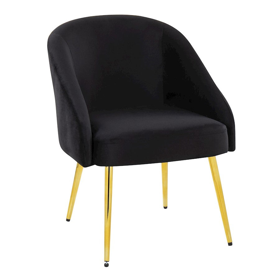 LumiSource Shiraz Chair | Glam Gold Metal and Black Velvet | Living Room & Bedroom | 25 x 24 x 30.5 in | Model CH-SHIRAZAUVBK