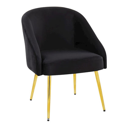 LumiSource Shiraz Chair | Glam Gold Metal and Black Velvet | Living Room & Bedroom | 25 x 24 x 30.5 in | Model CH-SHIRAZAUVBK