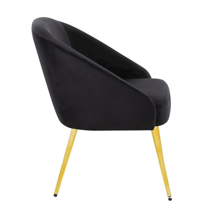 LumiSource Shiraz Chair | Glam Gold Metal and Black Velvet | Living Room & Bedroom | 25 x 24 x 30.5 in | Model CH-SHIRAZAUVBK