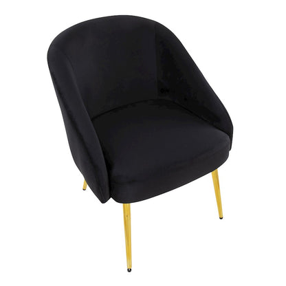 LumiSource Shiraz Chair | Glam Gold Metal and Black Velvet | Living Room & Bedroom | 25 x 24 x 30.5 in | Model CH-SHIRAZAUVBK