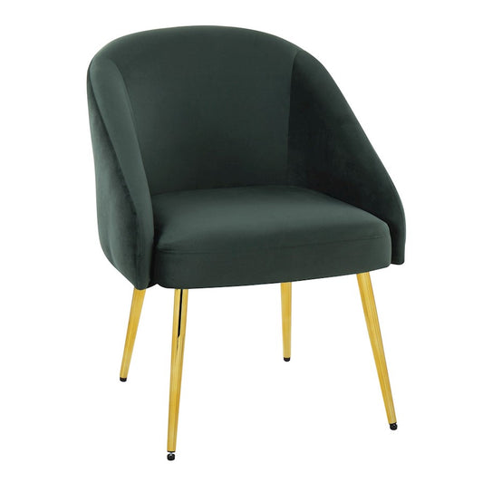 LumiSource Shiraz Chair | Glam Gold Metal & Green Velvet | Living Room & Bedroom Accent | 25 x 24 x 30.5 in | Model CH-SHIRAZAUVGN