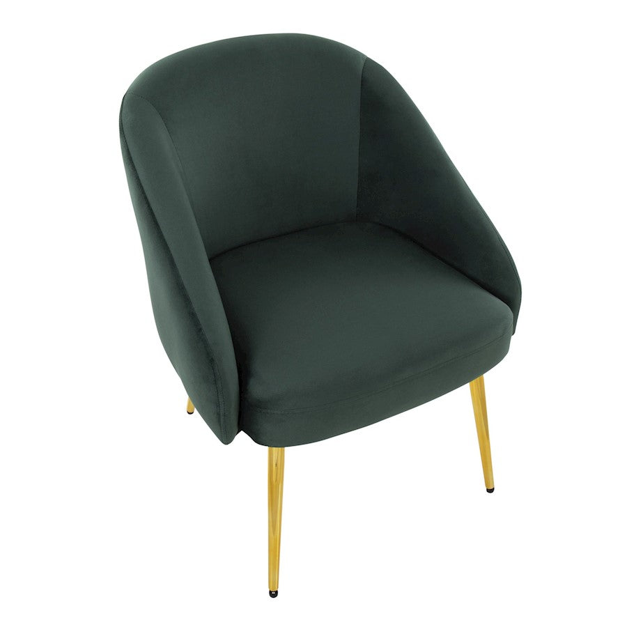 LumiSource Shiraz Chair | Glam Gold Metal & Green Velvet | Living Room & Bedroom Accent | 25 x 24 x 30.5 in | Model CH-SHIRAZAUVGN