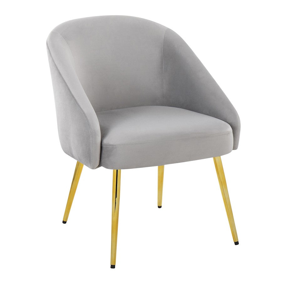 LumiSource Shiraz Chair | Glam Gold Metal & Silver Velvet | Living Room & Bedroom Accent | 25 x 24 x 30.5 in | Model CH-SHIRAZAUVSV
