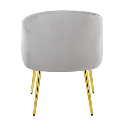 LumiSource Shiraz Chair | Glam Gold Metal & Silver Velvet | Living Room & Bedroom Accent | 25 x 24 x 30.5 in | Model CH-SHIRAZAUVSV