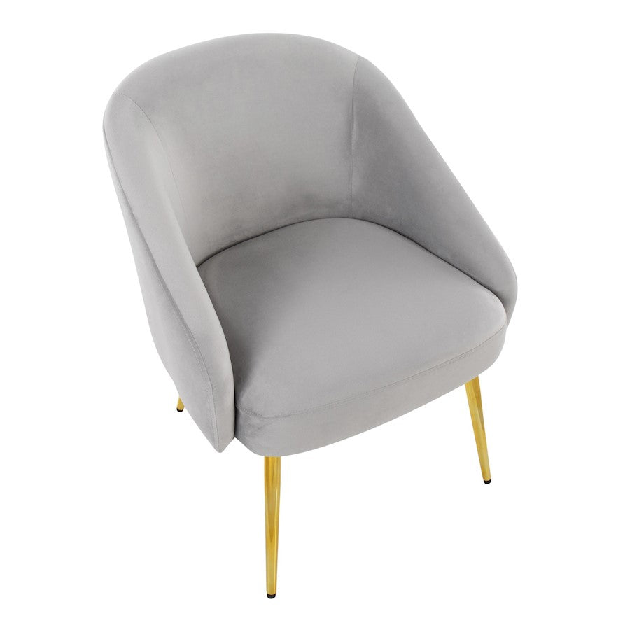 LumiSource Shiraz Chair | Glam Gold Metal & Silver Velvet | Living Room & Bedroom Accent | 25 x 24 x 30.5 in | Model CH-SHIRAZAUVSV