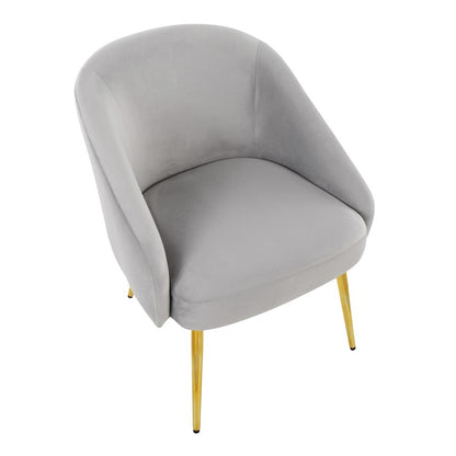 LumiSource Shiraz Chair | Glam Gold Metal & Silver Velvet | Living Room & Bedroom Accent | 25 x 24 x 30.5 in | Model CH-SHIRAZAUVSV