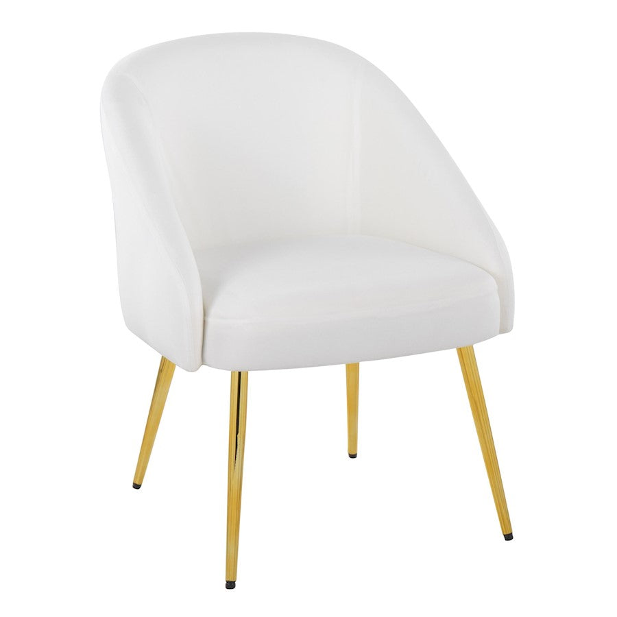 LumiSource Shiraz Chair | Glam Gold Metal & White Velvet | Living Room & Bedroom Accent | 25 x 24 x 30.5 in | Model CH-SHIRAZAUVW