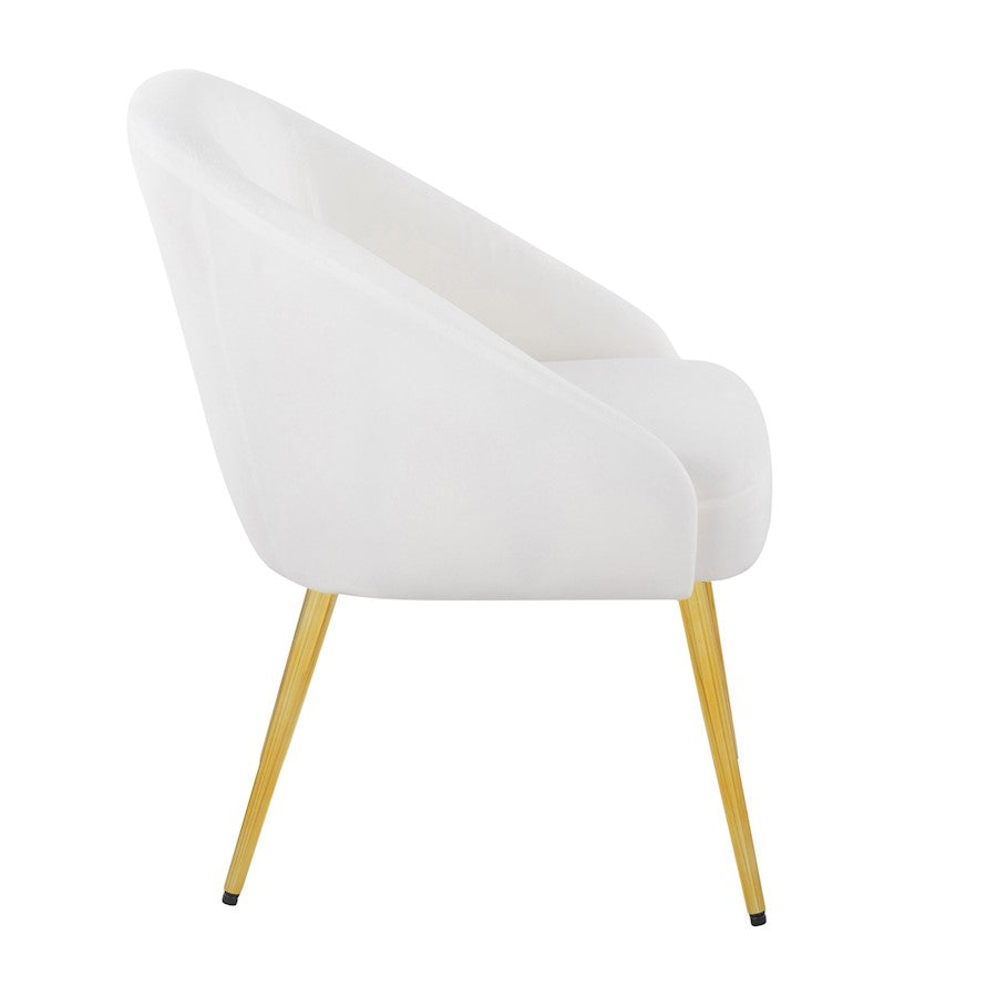 LumiSource Shiraz Chair | Glam Gold Metal & White Velvet | Living Room & Bedroom Accent | 25 x 24 x 30.5 in | Model CH-SHIRAZAUVW
