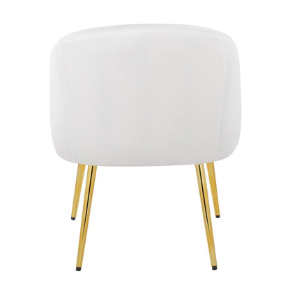 LumiSource Shiraz Chair | Glam Gold Metal & White Velvet | Living Room & Bedroom Accent | 25 x 24 x 30.5 in | Model CH-SHIRAZAUVW