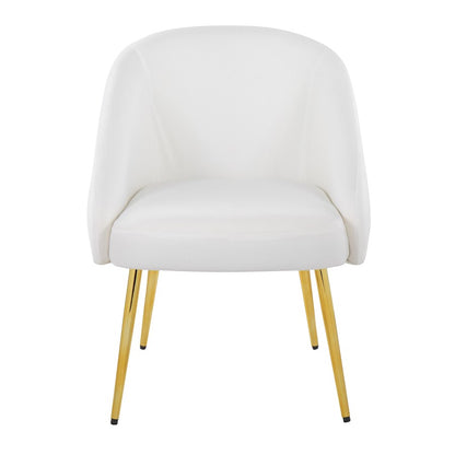 LumiSource Shiraz Chair | Glam Gold Metal & White Velvet | Living Room & Bedroom Accent | 25 x 24 x 30.5 in | Model CH-SHIRAZAUVW