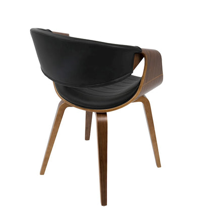 LumiSource Symphony Accent Chair | Mid-Century Walnut Wood and Black Pleated PU | Kitchen, Living Room & Dining Room Seating | Model CH-SYMPWL-BK