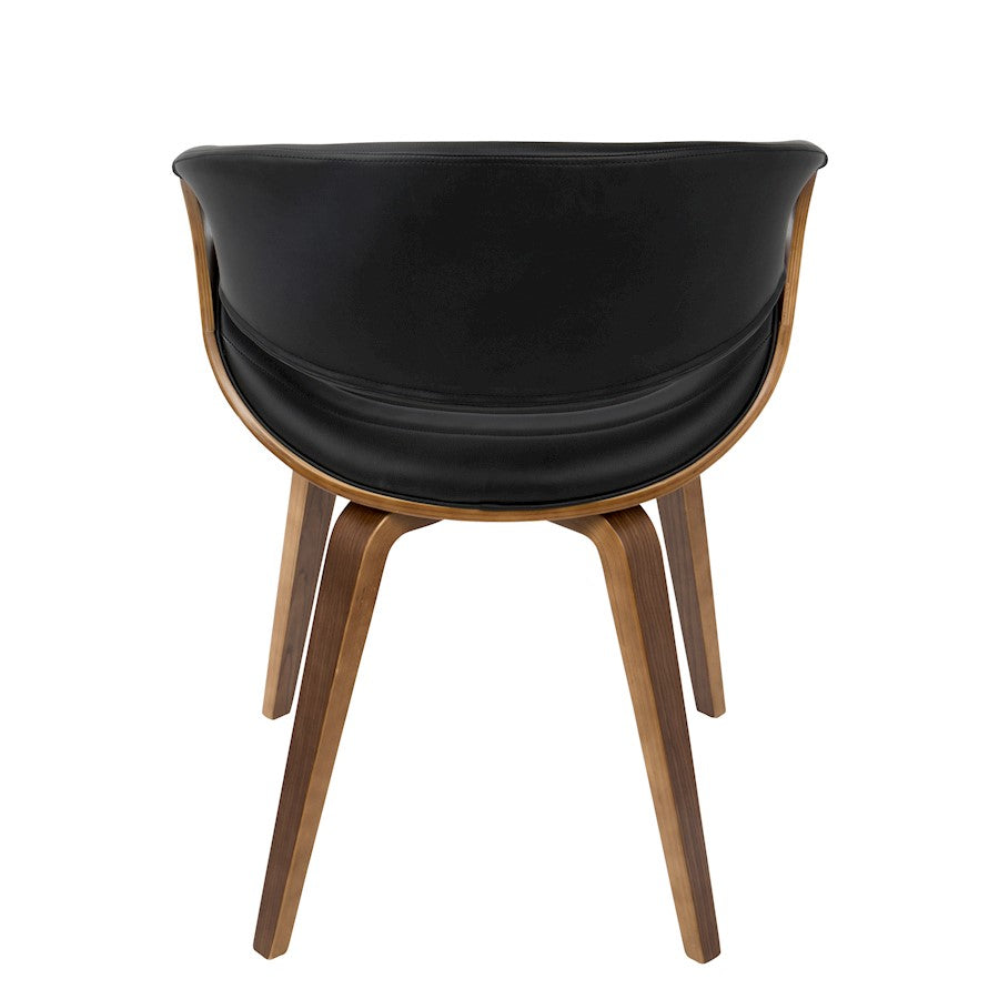 LumiSource Symphony Accent Chair | Mid-Century Walnut Wood and Black Pleated PU | Kitchen, Living Room & Dining Room Seating | Model CH-SYMPWL-BK