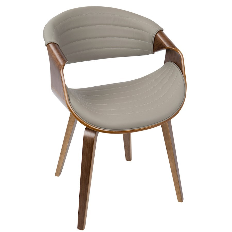 LumiSource Symphony Accent Chair | Mid-Century Walnut Wood and Light Grey Pleated PU | Kitchen, Living Room & Dining Room | Model CH-SYMPWL-LGY
