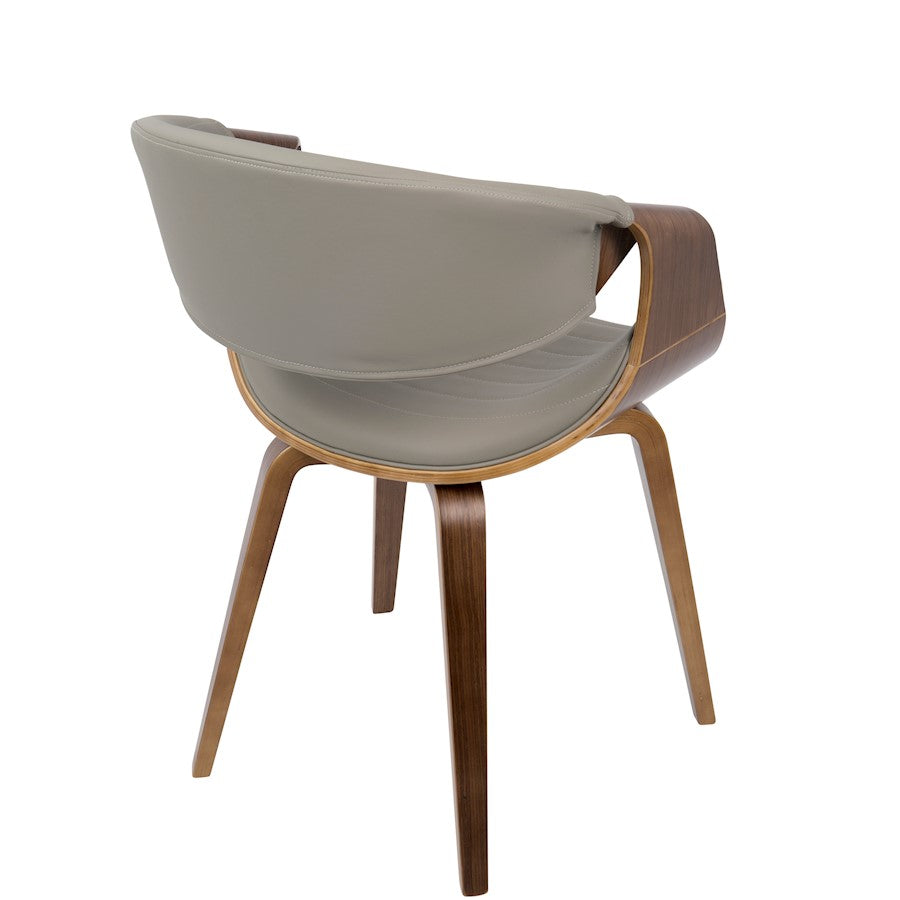 LumiSource Symphony Accent Chair | Mid-Century Walnut Wood and Light Grey Pleated PU | Kitchen, Living Room & Dining Room | Model CH-SYMPWL-LGY