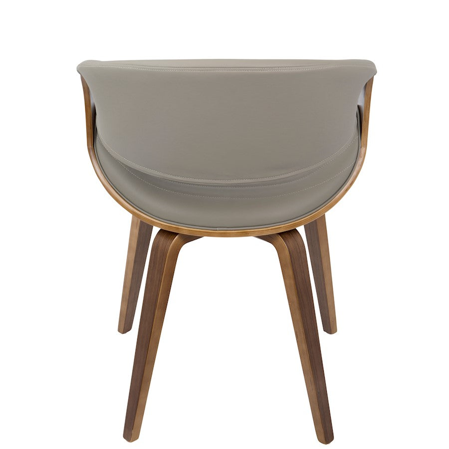 LumiSource Symphony Accent Chair | Mid-Century Walnut Wood and Light Grey Pleated PU | Kitchen, Living Room & Dining Room | Model CH-SYMPWL-LGY