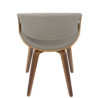 LumiSource Symphony Accent Chair | Mid-Century Walnut Wood and Light Grey Pleated PU | Kitchen, Living Room & Dining Room | Model CH-SYMPWL-LGY