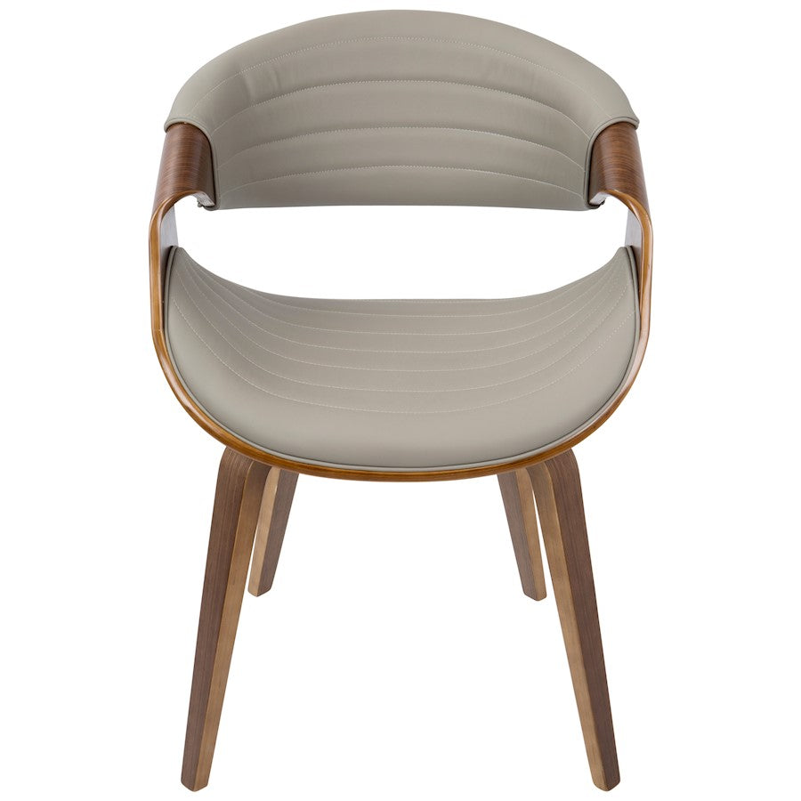 LumiSource Symphony Accent Chair | Mid-Century Walnut Wood and Light Grey Pleated PU | Kitchen, Living Room & Dining Room | Model CH-SYMPWL-LGY