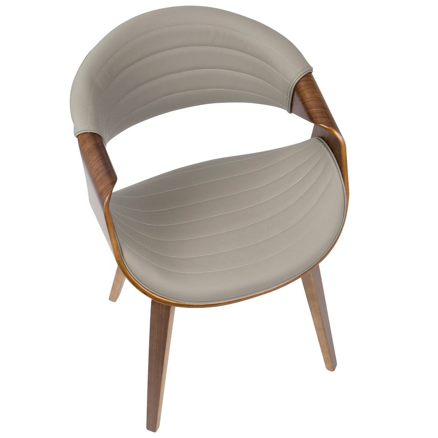 LumiSource Symphony Accent Chair | Mid-Century Walnut Wood and Light Grey Pleated PU | Kitchen, Living Room & Dining Room | Model CH-SYMPWL-LGY