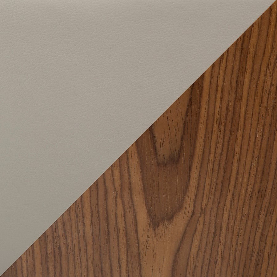 LumiSource Symphony Accent Chair | Mid-Century Walnut Wood and Light Grey Pleated PU | Kitchen, Living Room & Dining Room | Model CH-SYMPWL-LGY