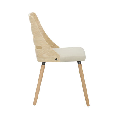 LumiSource Trevi Chair | Mid-Century Natural Wood and Cream Fabric Ladder Back | Dining Room & Living Room Accent Seating | Model CH-TREVINACR