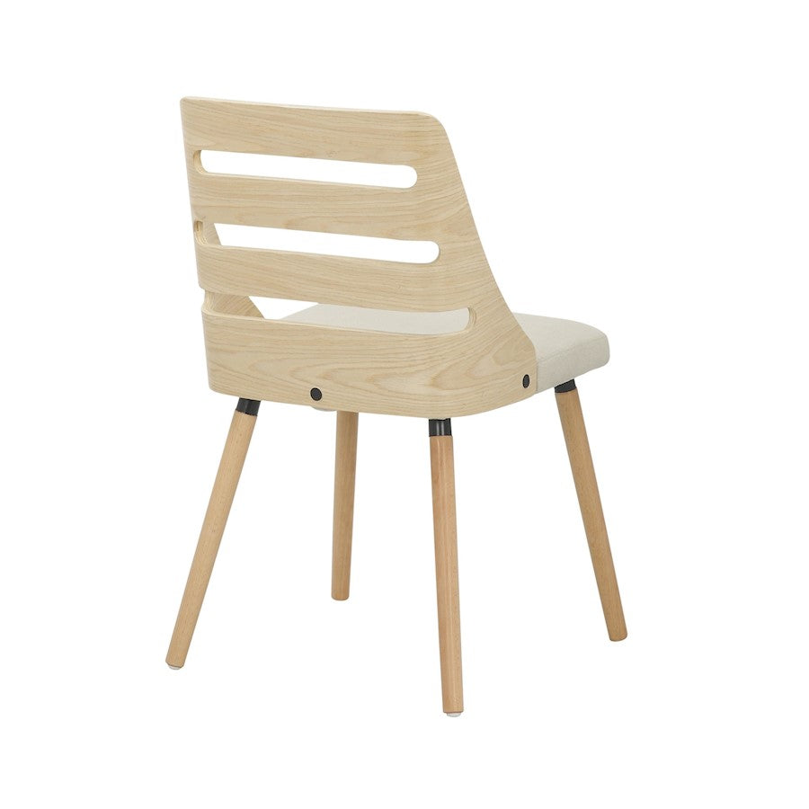LumiSource Trevi Chair | Mid-Century Natural Wood and Cream Fabric Ladder Back | Dining Room & Living Room Accent Seating | Model CH-TREVINACR