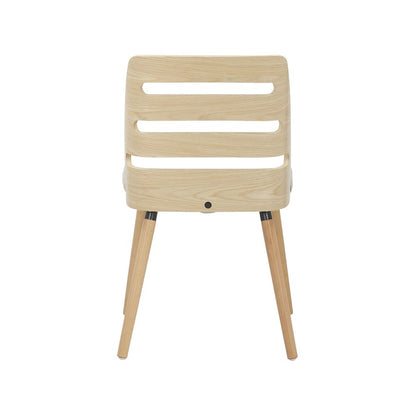 LumiSource Trevi Chair | Mid-Century Natural Wood and Cream Fabric Ladder Back | Dining Room & Living Room Accent Seating | Model CH-TREVINACR