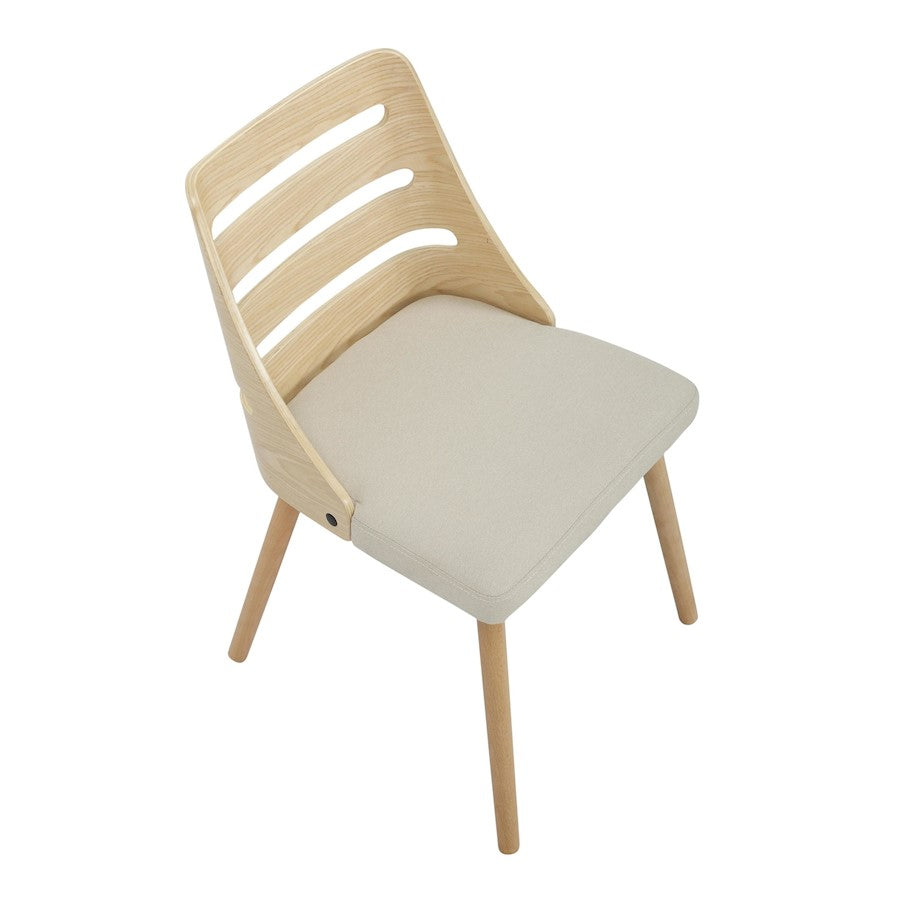LumiSource Trevi Chair | Mid-Century Natural Wood and Cream Fabric Ladder Back | Dining Room & Living Room Accent Seating | Model CH-TREVINACR