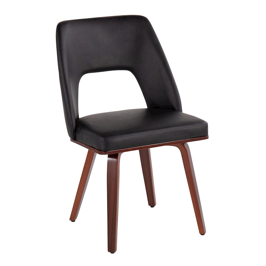 LumiSource Triad Chair Set of 2 | Mid-Century Walnut Bamboo and Black PU Leather | Dining Room & Living Room Accent Seating | Model CH-TRIADUPWLBK2