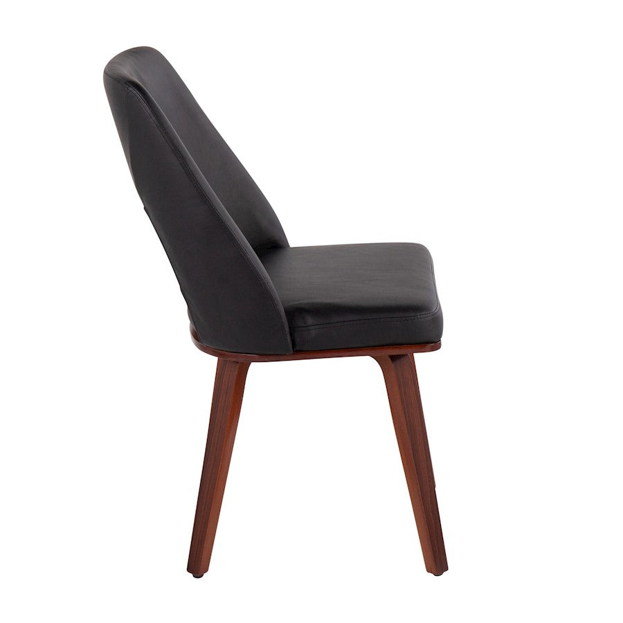 LumiSource Triad Chair Set of 2 | Mid-Century Walnut Bamboo and Black PU Leather | Dining Room & Living Room Accent Seating | Model CH-TRIADUPWLBK2