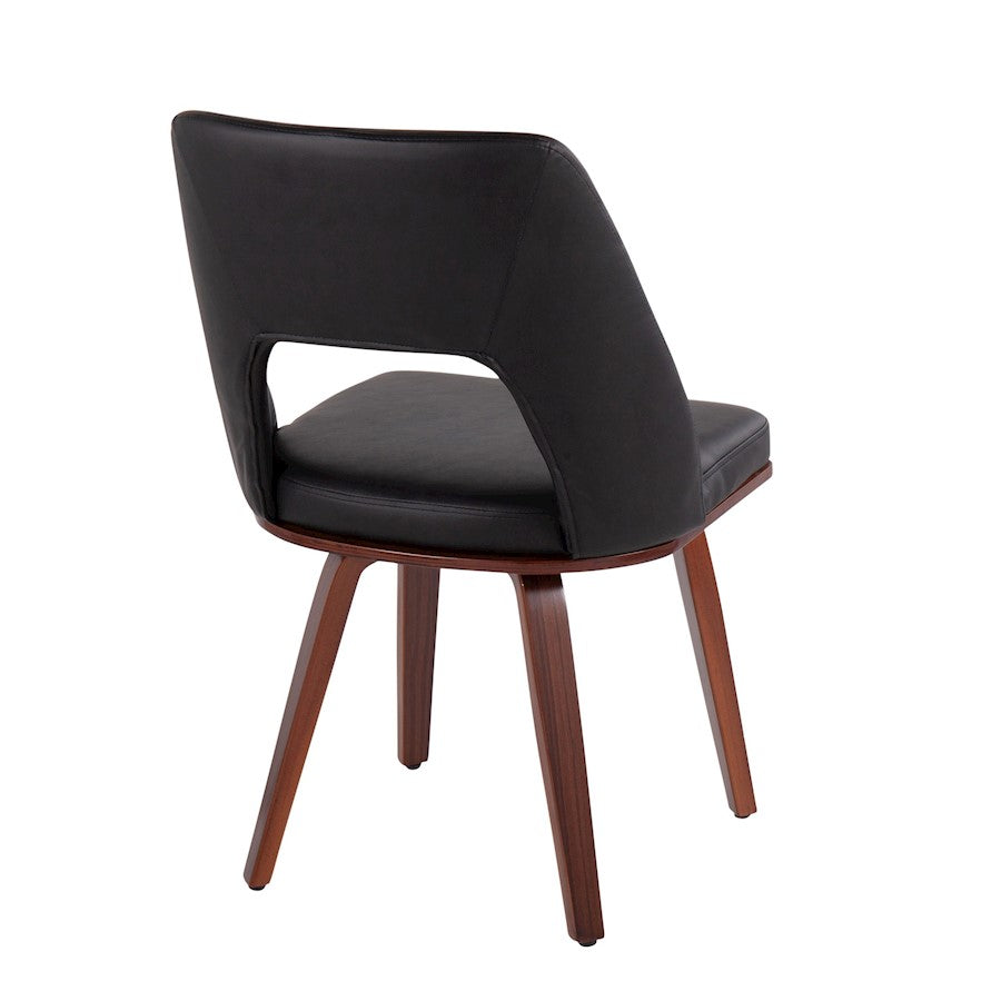 LumiSource Triad Chair Set of 2 | Mid-Century Walnut Bamboo and Black PU Leather | Dining Room & Living Room Accent Seating | Model CH-TRIADUPWLBK2