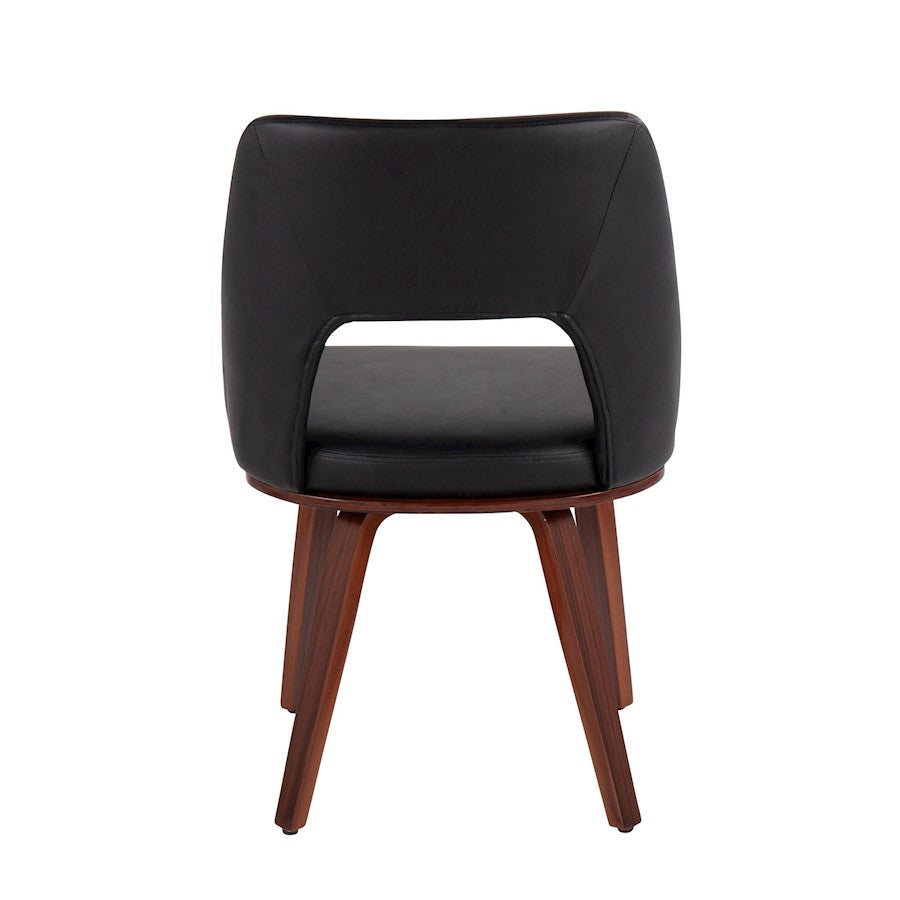 LumiSource Triad Chair Set of 2 | Mid-Century Walnut Bamboo and Black PU Leather | Dining Room & Living Room Accent Seating | Model CH-TRIADUPWLBK2