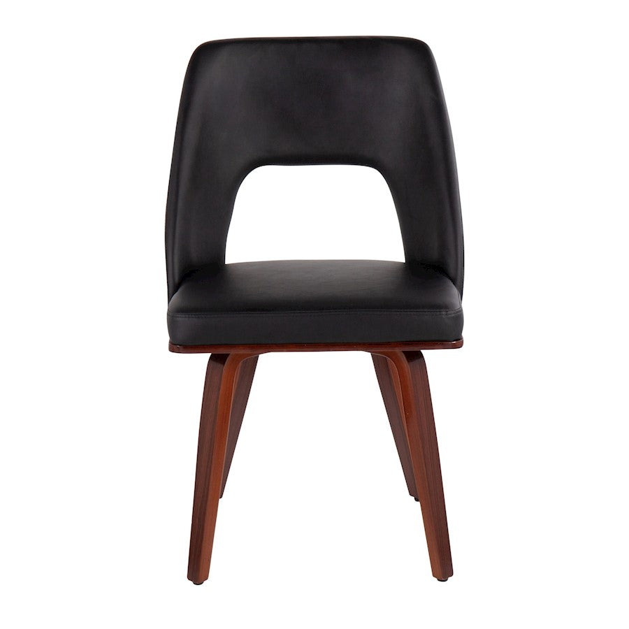 LumiSource Triad Chair Set of 2 | Mid-Century Walnut Bamboo and Black PU Leather | Dining Room & Living Room Accent Seating | Model CH-TRIADUPWLBK2