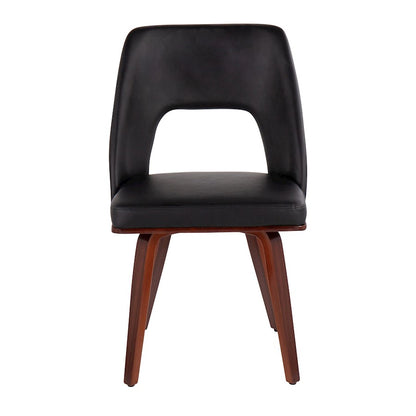 LumiSource Triad Chair Set of 2 | Mid-Century Walnut Bamboo and Black PU Leather | Dining Room & Living Room Accent Seating | Model CH-TRIADUPWLBK2
