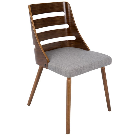 LumiSource Trevi Accent Chair | Walnut Wood and Grey Fabric | Kitchen & Dining Room Seating | 20 x 18 x 31 in | Model CH-TRVWL-GY
