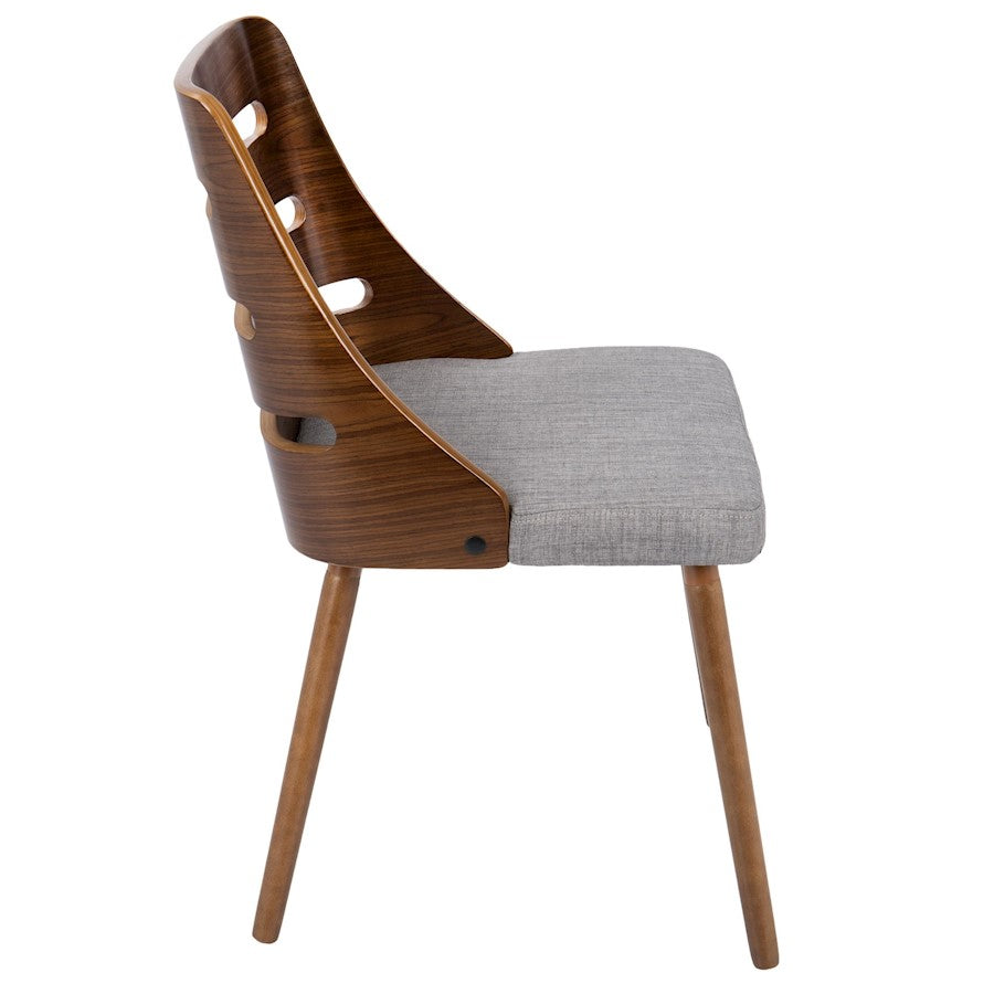 LumiSource Trevi Accent Chair | Walnut Wood and Grey Fabric | Kitchen & Dining Room Seating | 20 x 18 x 31 in | Model CH-TRVWL-GY