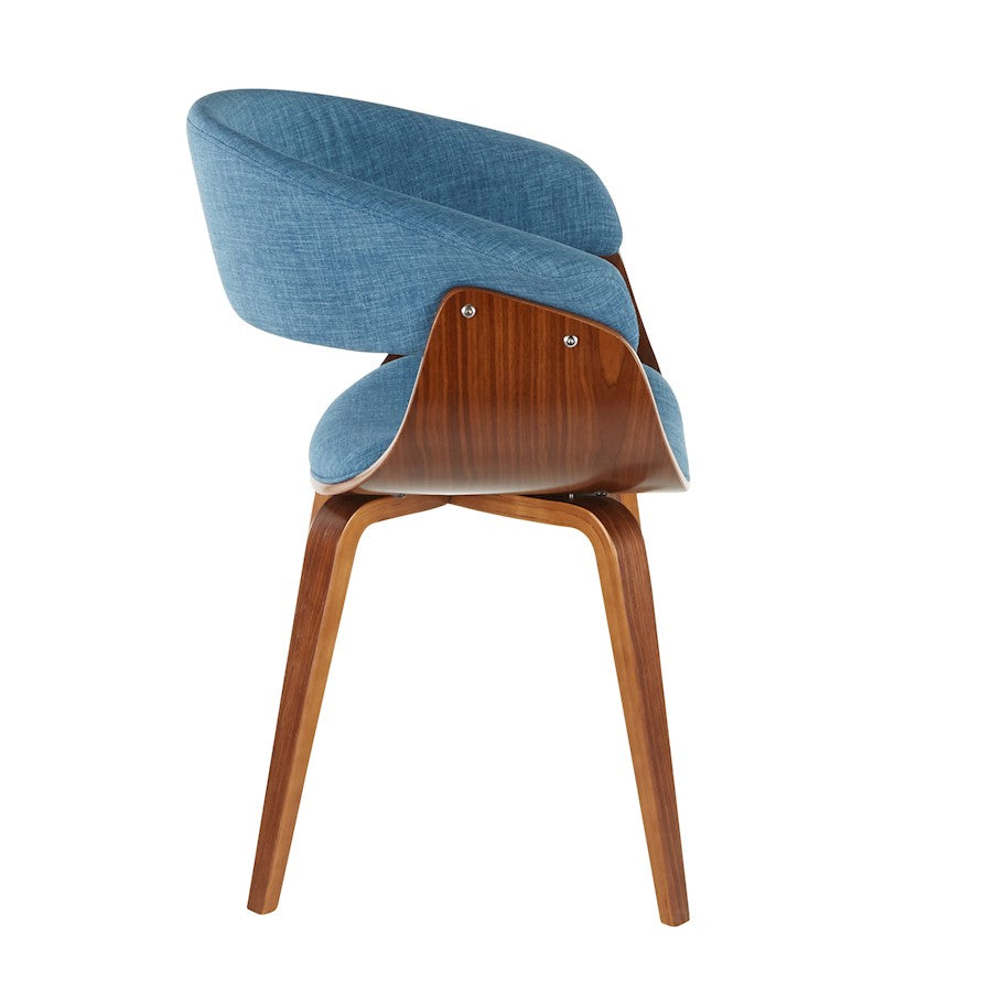 LumiSource Vintage Mod Chair | Walnut Wood and Blue Fabric | Dining & Accent Seating | 20 x 24 x 31 in | Model CH-VMONLWLBU